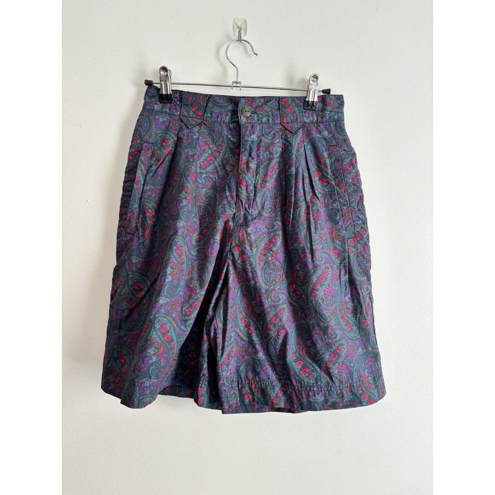 Vintage High Waist Pleated Gap Paisley Short Women's 5/6 Cotton